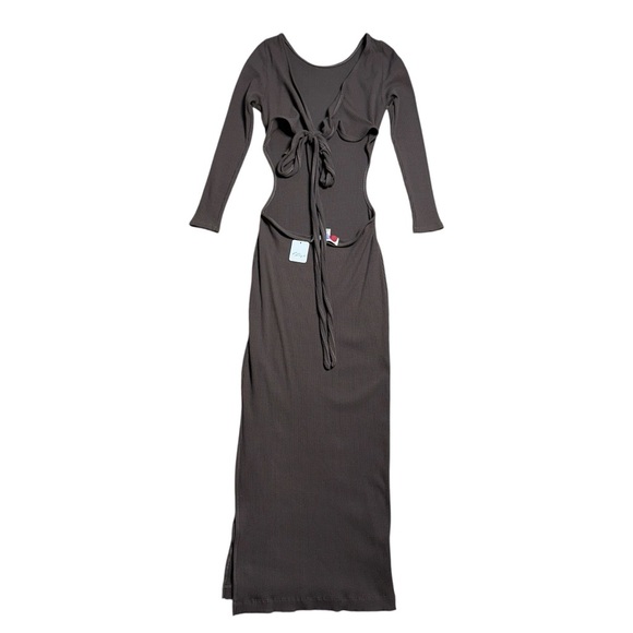 Free People Beach Brown Last Minute Ribbed Midi Dress Womens M - Picture 8 of 8